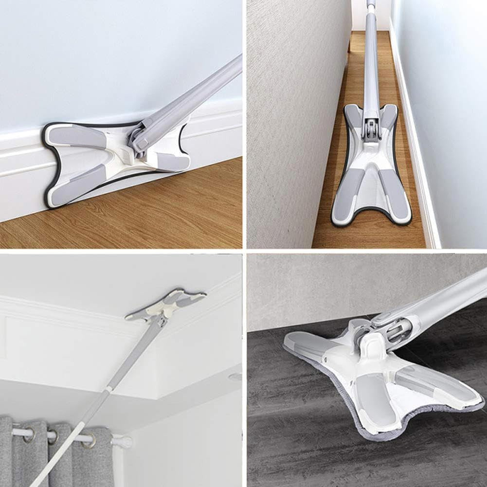 Rotating X Mop Flat Microfiber Floor Mop with 360° Squeeze System