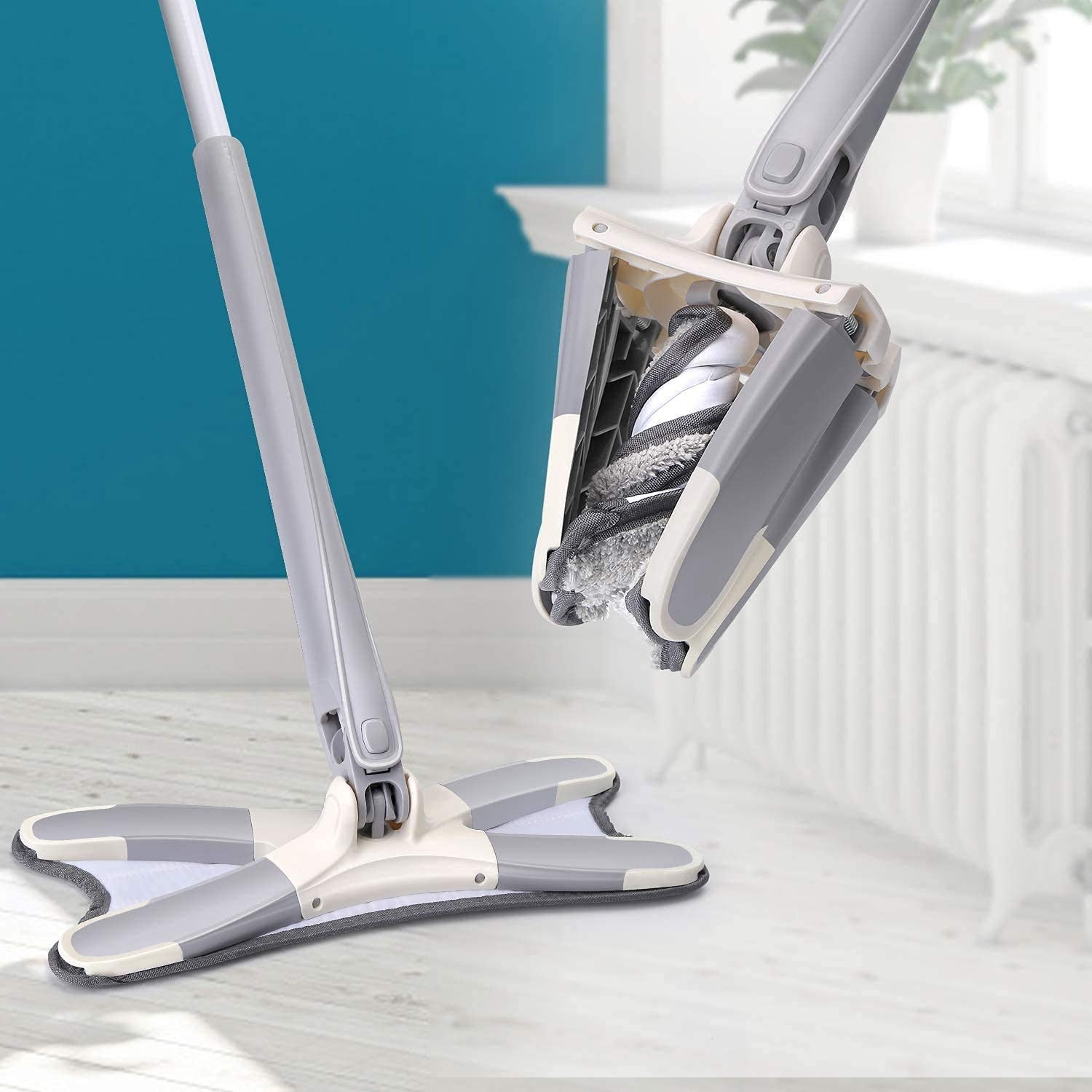 Rotating X Mop Flat Microfiber Floor Mop with 360° Squeeze System