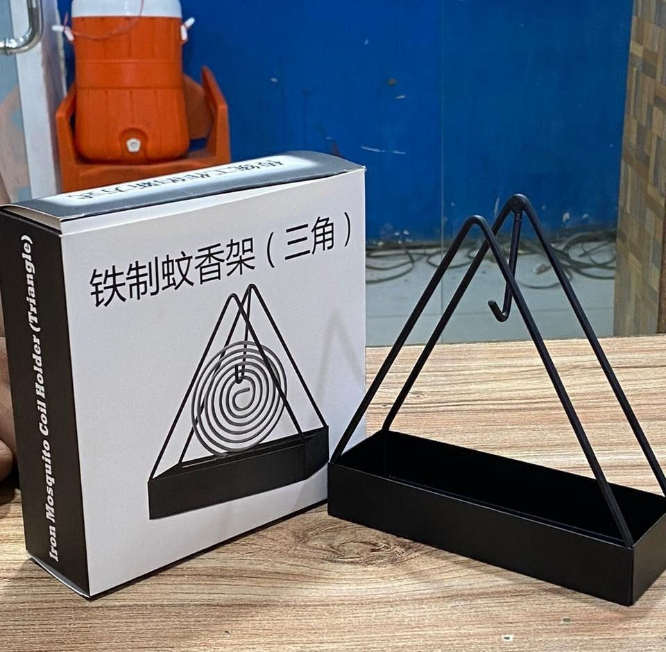Mosquito Coil Holder Incense Burner Decorative Ornament Craft Triangle (Black)